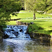 Buy canvas prints of Serene Waterfall in Buxton Gardens by Mark Chesters