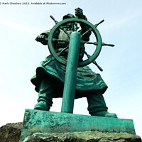 Buy canvas prints of Moelfre bronze statue from the front by Mark Chesters