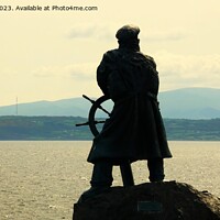 Buy canvas prints of Moelfre bronze statue from the back by Mark Chesters