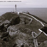 Buy canvas prints of South Stack lighthouse Black and White by Mark Chesters