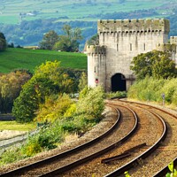 Buy canvas prints of Conwy Castle railway line  by Mark Chesters