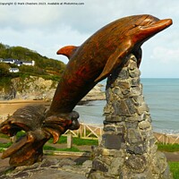 Buy canvas prints of Aberporth dolphin sculpture 1 by Mark Chesters