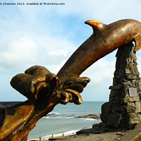 Buy canvas prints of Aberporth dolphin sculpture 2 by Mark Chesters