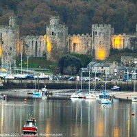 Buy canvas prints of Conwy Castle and boats at dusk by Mark Chesters