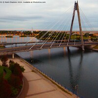 Buy canvas prints of Marine Way Bridge Southport at dusk by Mark Chesters