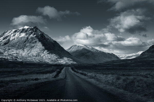 Glen Etive mono Picture Board by Anthony McGeever