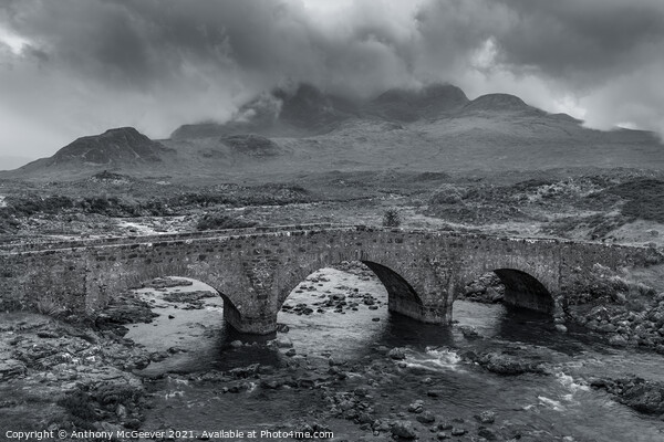 Sligachan Bridge And Cuillin Mountains Picture Board by Anthony McGeever