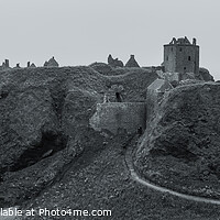 Buy canvas prints of Dunnottar Castle Panorama mono by Anthony McGeever