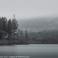 Buy canvas prints of Misty Loch Ard in black and white  by Anthony McGeever