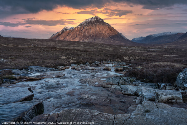 Buachaille Etive Mor and the river Etive Picture Board by Anthony McGeever