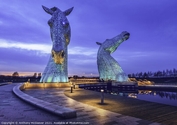 The Kelpies Blue  Picture Board by Anthony McGeever