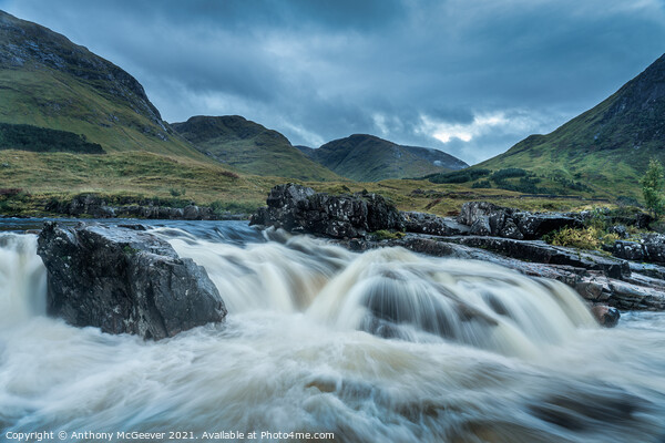 Glen Etive Waterfall  Picture Board by Anthony McGeever