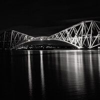Buy canvas prints of Forth Bridge at night Black and White  by Anthony McGeever