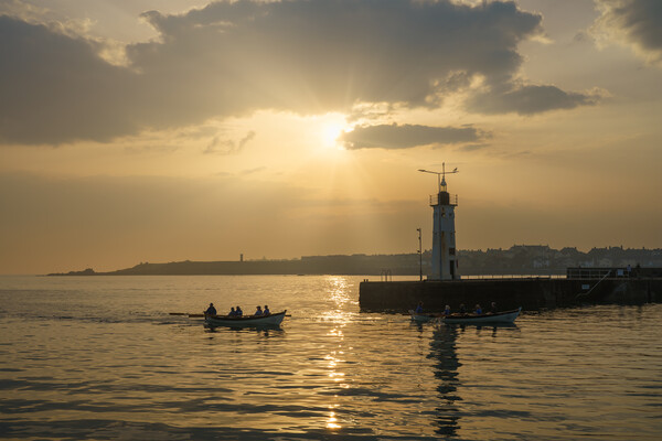 Rowing Boats and Anstruther Lighthouse Picture Board by Anthony McGeever