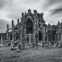 Buy canvas prints of Melrose Abbey Black and White  by Anthony McGeever