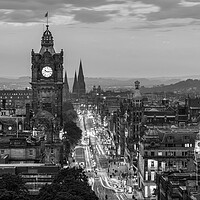 Buy canvas prints of Edinburgh Princess Street Black and White  by Anthony McGeever