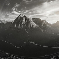 Buy canvas prints of Glencoe Panorama black and white  by Anthony McGeever