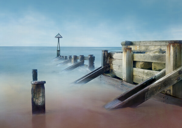 Seaton Sluice Groynes Picture Board by Anthony McGeever