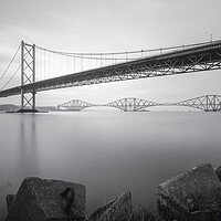 Buy canvas prints of The Forth Bridges black and white by Anthony McGeever