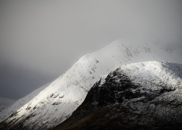Snow covered mountains of Glencoe Picture Board by Anthony McGeever