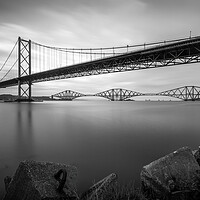 Buy canvas prints of The Forth Bridges in Black and White  by Anthony McGeever