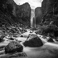 Buy canvas prints of Wailing Widow Falls in black and white  by Anthony McGeever