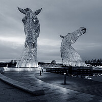 Buy canvas prints of Twilight Kelpies in Black and White  by Anthony McGeever