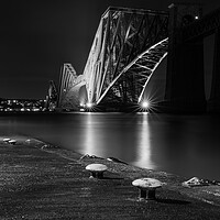 Buy canvas prints of The Forth Bridge at night in Black and White  by Anthony McGeever