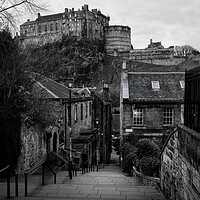 Buy canvas prints of Edinburgh Castle Black and White  by Anthony McGeever