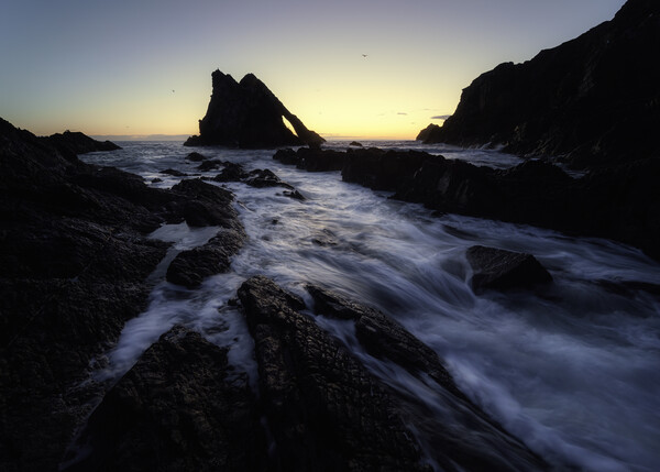 Ethereal Sunrise at Bow Fiddle Rock Picture Board by Anthony McGeever