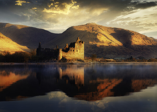 Golden Sunrise on Kilchurn Castle Picture Board by Anthony McGeever