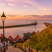 Buy canvas prints of Sunset from 199 Steps in Whitby by Christine Newell