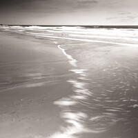 Buy canvas prints of Mablethorpe receeding tide Spring 2021 in monochrome by That Foto