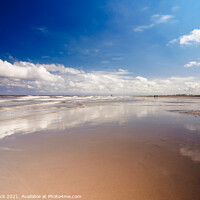Buy canvas prints of Sand and Sea reflections of the beautiful clouds a by That Foto