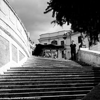 Buy canvas prints of Spanish Steps in Rome with a lone shopkeeper by That Foto