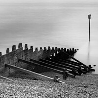 Buy canvas prints of Tankerton Beach Early morning in black and white by That Foto