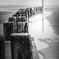 Buy canvas prints of Cleethorpes Beach tide marker in monochrome by That Foto