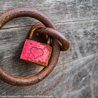 Buy canvas prints of rusty padlock with a heart by MallorcaScape Images
