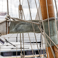 Buy canvas prints of Sailboat mast and rigging with sail ropes and line by MallorcaScape Images