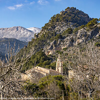 Buy canvas prints of Village Caimari and the Serra de Tramuntana mounta by MallorcaScape Images