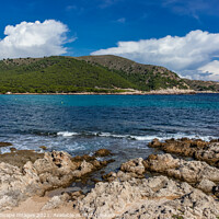 Buy canvas prints of Cala Agulla bay and mountain Es Telégraf in Majorc by MallorcaScape Images