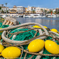 Buy canvas prints of fishing nets in harbour of Cala Rajada in Majorca by MallorcaScape Images