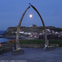 Buy canvas prints of Full moon over Whitby Abbey by Sue Walker
