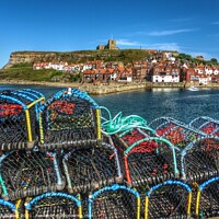 Buy canvas prints of Whitby Abbey fron the Harbour by Sue Walker