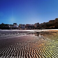 Buy canvas prints of Sunshine on Tenby beach by Sue Walker