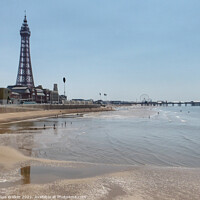 Buy canvas prints of Blackpool beach and pier  by Sue Walker