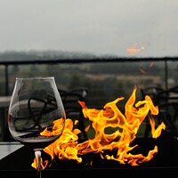 Buy canvas prints of Fire and wine  by Beth Rodney