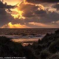 Buy canvas prints of Sunset over Sker Beach by paul reynolds