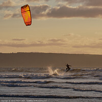 Buy canvas prints of Kitesurfer at sunset by James Moore