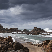 Buy canvas prints of Corbiere Lighthouse Jersey in a Storm by Lesley Pegrum